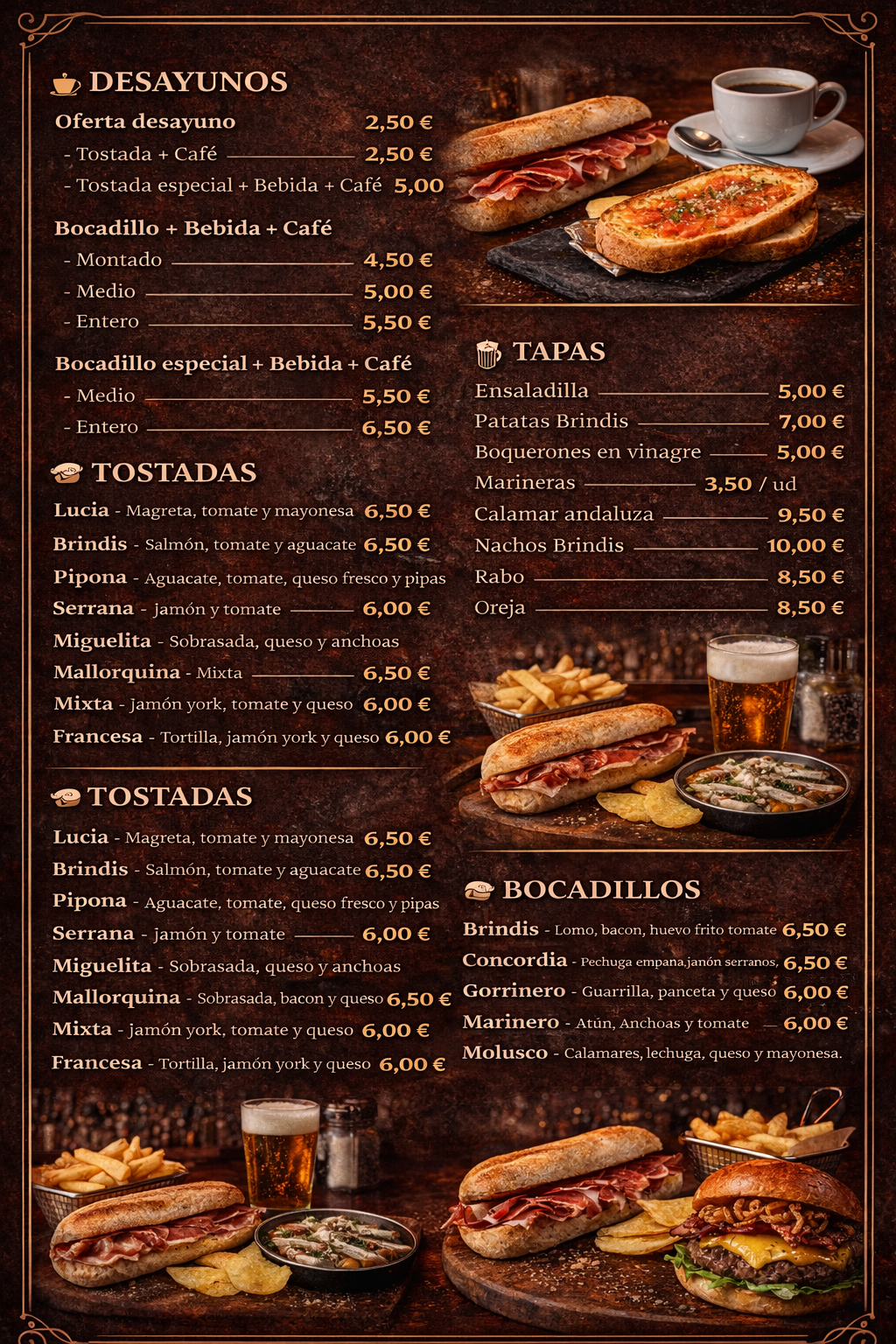 CARTA BAR EL BRINDIS ALBACETE